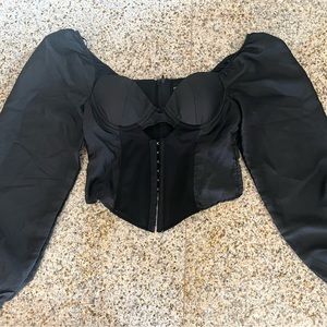 Windsor black corset blouse with cuffed sleeves size xs